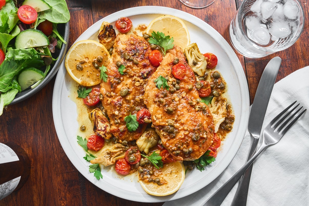 Chicken Piccata with Roasted Tomatoes – - Recipe