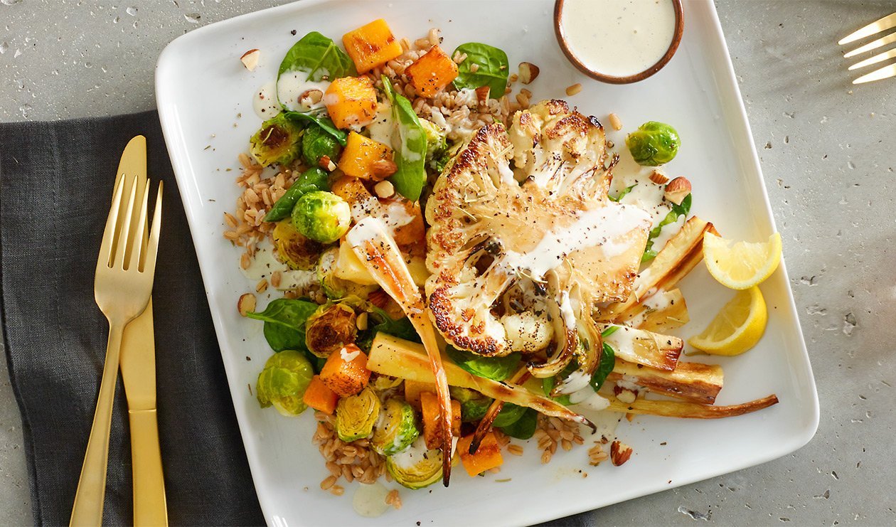 Grilled Cauliflower Bowl with Creamy Horseradish Dijon Sauce – - Recipe