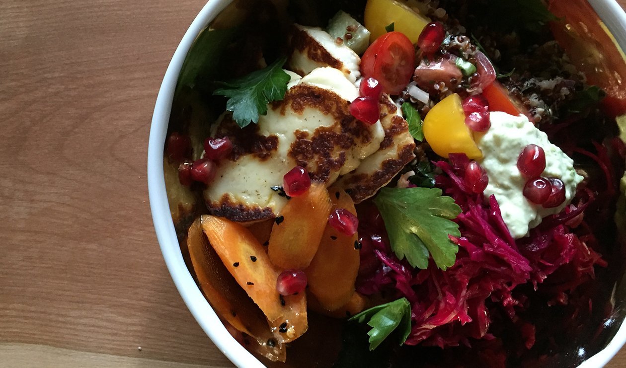 Halloumi-Pomegranate Grain Bowl – - Recipe