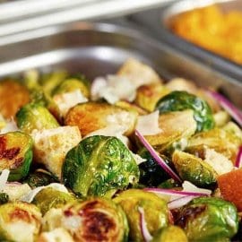 Roasted Brussels Sprouts Caesar Salad with Crispy Pancetta