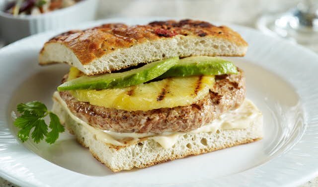 Turkey, Avocado and Pineapple Burger