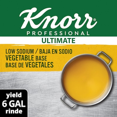 Knorr® Professional Ultimate Low Sodium Vegetable Bouillon 1lb. 6 pack - Excess salt in bases masks the true flavor of soups - not in Knorr® Professional Ultimate Low Sodium Vegetable Bouillon Base 6 x 1 lb!