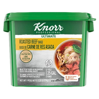Knorr® Professional Ultimate Beef Bouillon 5lb. 4 pack - Excess salt in bases masks the true flavor of soups - not in Knorr® Professional Ultimate Beef Bouillon Base 4 x 5 lb!